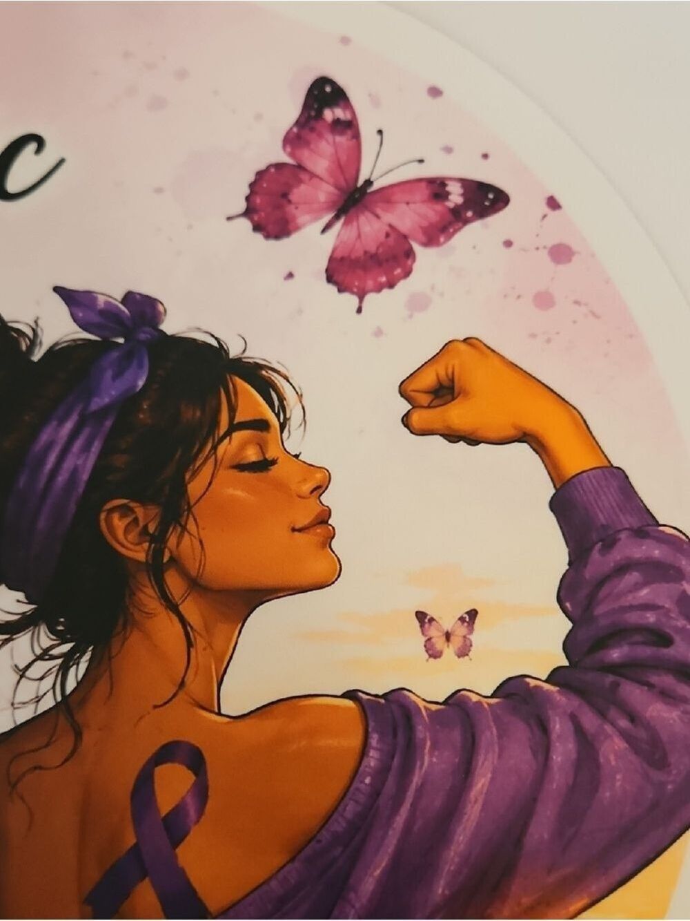 Chronic Pain Warrior DTF Transfer Iron On Applique Purple Butterfly Patch 10x10 - Picture 8 of 17